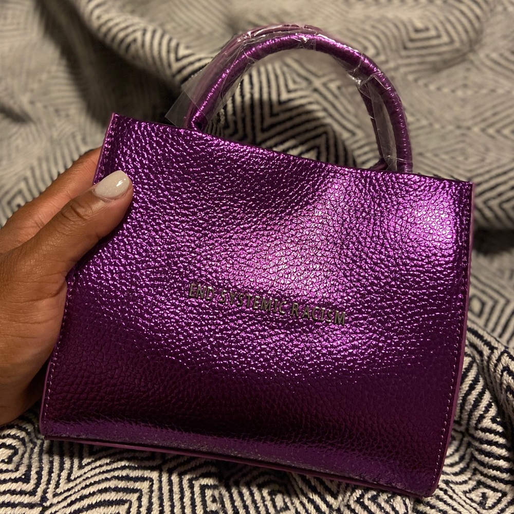 Brandon Blackwood Metallic Purple Purse
